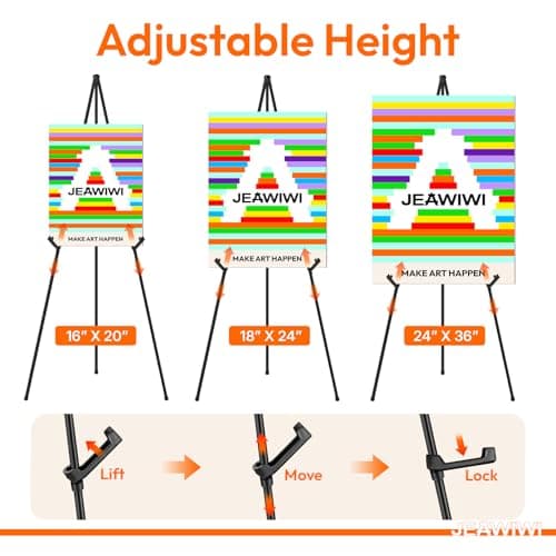 JEAWIWI 1 PCS Black Lightweight Easel Stand, 66 Inch Portable Display Easel for Posters, Foam Boards, Signs, Art Displays & Indoor Events with Carry Bags — view 8