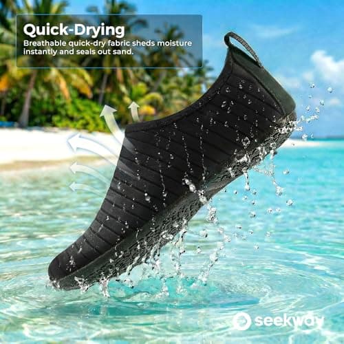 SEEKWAY Water Shoes Women Men Adult Quick-Dry Aqua Socks Barefoot Non Slip for Beach Swim River Pool Lake surf Black SK002(U) — view 3
