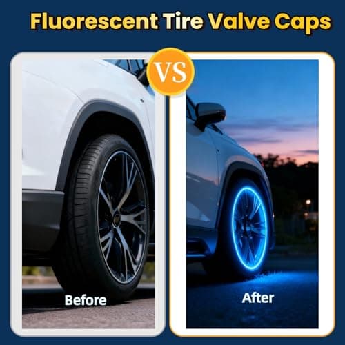 20 Pcs Glow in The Dark Tire Valve Caps Fluorescent Tire Valve Stem Caps, Cool Car Present for Universal Decoration Accessories for Car SUV Bicycle Motorcycles Trucks (Blue) — view 2