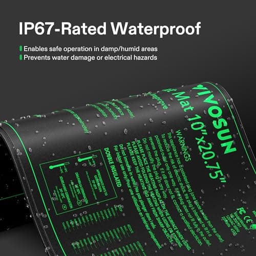 VIVOSUN Durable Waterproof Seedling Heat Mat 10" x 20.75" UL & MET-Certified Warm Hydroponic Heating Pad for Germination, Indoor Gardening, Greenhouse — view 3