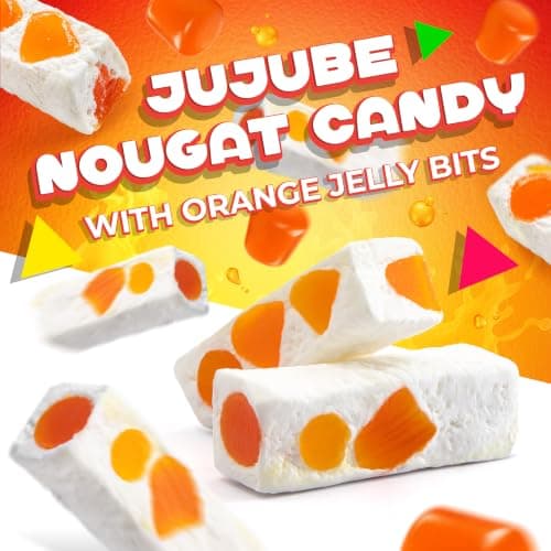 Jujube Nougat Candy, Orange Jelly Bits, Chewy Candy, 9 Oz Bag — view 2