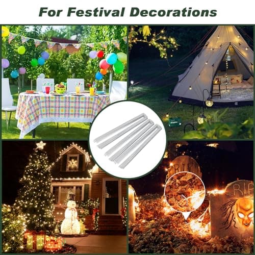 FEED GARDEN 6 Inch 50 Pack Hot-dip Galvanized Landscape Staples Plant Cover Spikes 11 Gauge Tent Stakes Garden Stakes Landscaping Fabric SOD Pins Yard Pins for Decoration Weed Barrier Fabric — view 2
