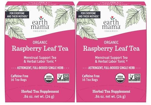 Earth Mama Organic Red Raspberry Leaf Tea | Labor Prep & Menstrual Support Herbal Tea, Pregnancy & Postpartum Care Recovery | 32 Teabags | Caffeine Free & Non-GMO