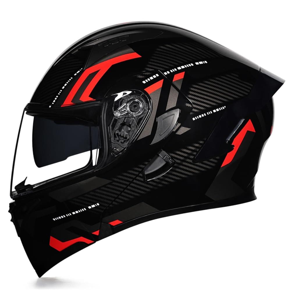 Full Face Flip Up Motorcycle Modular Helmet Integrated Motorbike Dual Visor for Adults Men Women Moped Street Racing DOT Approved — view 36