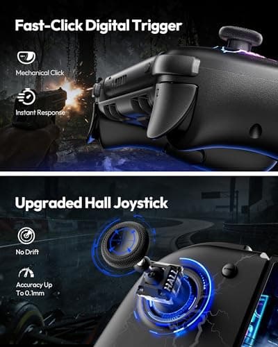 VOYEE Switch Controllers with Hall Effect Joystick & Kickstand, Compatible with Nintendo Switch/OLED, Wireless Pro Controller Ergonomic Grip Joypad with RGB Light, Turbo, Macro, 4 Game Slot Black