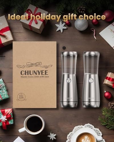 Electric Salt and Pepper Grinder Set - Automatic Stainless Steel Rechargeable Salt and Pepper Grinder Set with Storage Base, Large Capacity, LED Light & Adjustable Coarseness, Ideal Kitchen Gadget — view 8