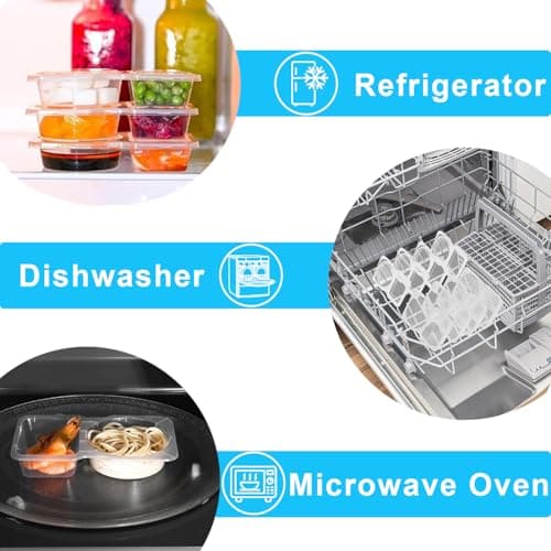 Pure Future 20-Pack Reusable Double Compartment Snack Containers with Lids - BPA-Free PP Meal Prep Bento Boxes for Lunch, Fruit & Dips, Microwave/Dishwasher Safe — view 3
