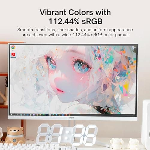 Pixio PX248 Wave White 24 inch 200Hz Refresh Rate FHD 1080p Resolution Fast IPS Panel 1ms GTG Response Time Built-in Speakers Gaming Monitor with Adaptive Sync — view 5