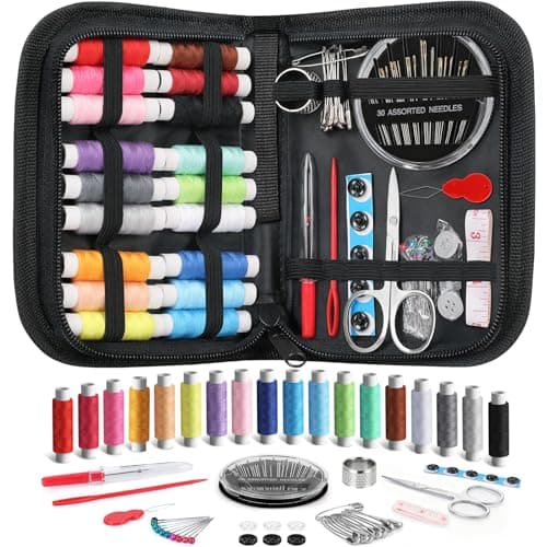 Coquimbo Sewing Kit for Adults College Dorm Essentials, Portable Sewing Supplies Accessories Contains Thread, Needles, Scissors, Gifts for Mom Grandma Women Wife Teen Girls Beginner Traveler (Black)