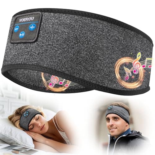 Voerou Sleep Headphones, Bluetooth 5.4 Headband, Wireless Sleeping Headphones with Ultra-Thin Speakers & Comfortable Fabric, Suitable for Sleeping Yoga Meditation Reading Audiobooks