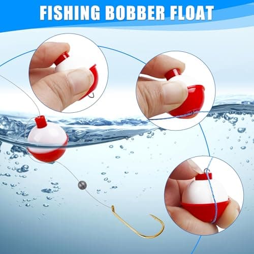 Fishing Bobbers Floats Hard ABS Push Button Round Buoy Floats Red/White Snap-on Fishing Float Bobbers Party Decoration Bulk 0.5/0.75/1/1.25/1.5/2/2.5 Inch (0.5inch-20pcs) — view 5