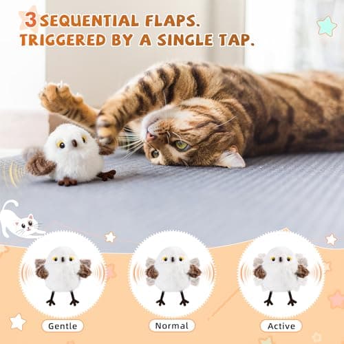 Flappy Bird Cat Toys - Chirping White Chickadee with Catnip Pouch, Rechargeable Cat Kicker, Jouet Pour Chat Interactif (Non-Flying) — view 2