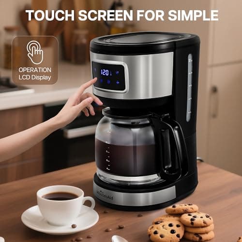 HousesAid 12 Cup Programmable Coffee Maker,Touchscreen Drip Coffee Maker-12 Cup Keep-Warm Function, Auto Shut-Off,Stainless Steel Construction,Permanent Filter,Ideal for Home and Office Use — view 2