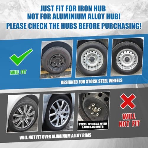 Winjet Universal Wheel Cover Replacement R17 Hub Caps Automotive Universal Wheel Rim Cover Compatible with Most Car Truck SUV [Only Fit Iron Hub - Steel Wheel] (17 Inch Hubcaps Set of 4, Chrome) — view 4