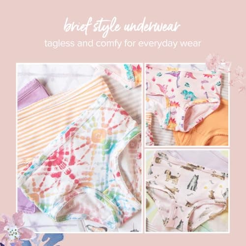 Burt's Bees Baby Girls' Organic Cotton Brief Underwear, 5-Pack — view 3