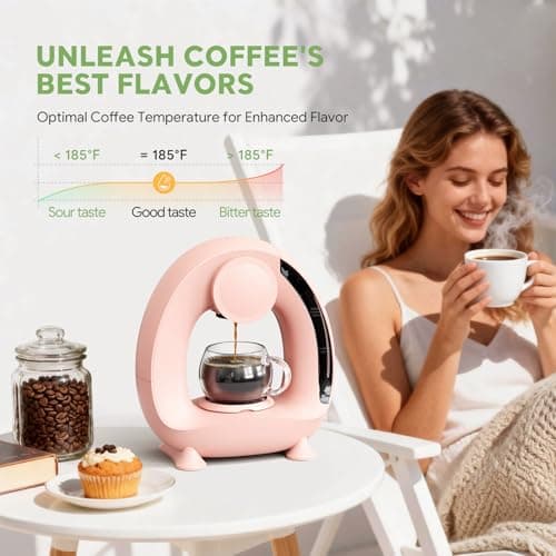 BENFUCHEN Single Serve Coffee Maker 2 in 1, 1400W Fast Brewer for K-Cup Pods & Ground Coffee, One-Touch Americano & Tea Machine with 2 Reusable Filters, Compact Design for Home Office RV Dorm — view 3