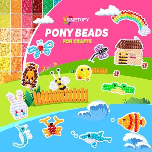 Simetufy 3600Pcs Pony Beads Bulk, 24 Assorted Colors Rainbow Plastic Beads for Hair Braiding Friendship Bracelets DIY Crafting Kandi Jewelry Making (2.06lb) — view 11