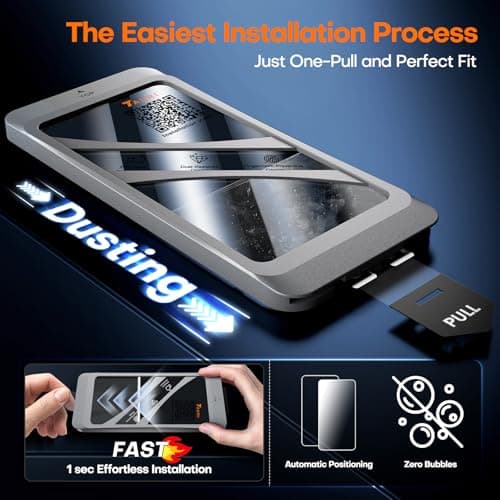 TAURI 4 in 1 for iPhone 15 Screen Protector, 3 Pack Tempered Glass Film + 1 Dust Free Easy Installation Tool, 9H Hardness Bubble Free Micro-curved Edges HD Screen Protector for 15 — view 2