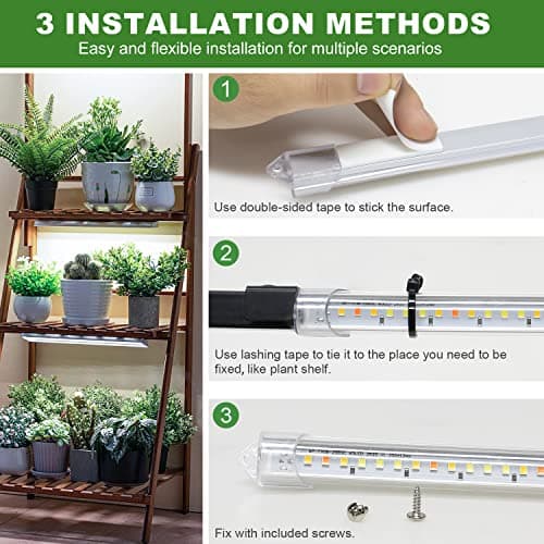 Kullsinss LED Grow Lights for Indoor Plants, 16" Full Spectrum Plant Grow Light Strips with Upgrade Timer 6/12/16 Hrs, 5 Dimmable Levels, 3 Color Modes, 120 LEDs Grow Lamp for Seedlings Hydroponics — view 6