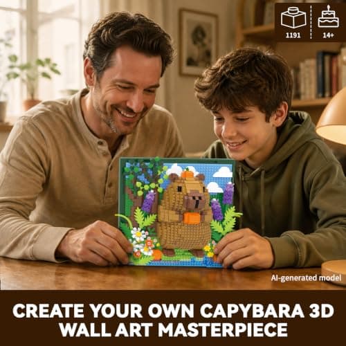 Capybara Flowers Animal 3D Wall Art Micro Mini Building Blocks Set, Unique Home Wall Decor or Table Display, No Compatible with Lego, Ideal Gift Toy for Adults & Boys Girls 14+ (1191 PCS) — view 4