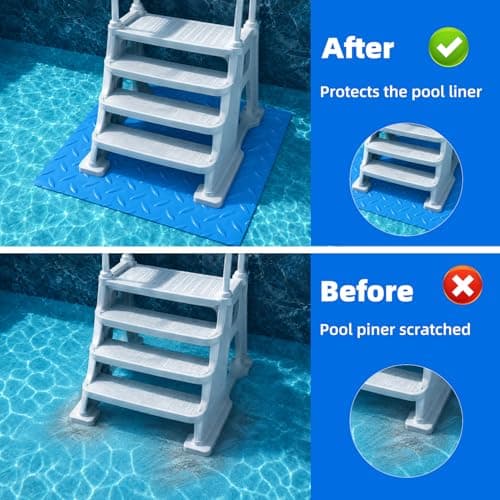 Swimming Pool Ladder Mat 16 x 36 Inch Pool Step Pad with Non-Slip Texture Protective Pool Mat for Above Ground Pool Liner Ladder Pad for Bathroom Kitchen Floor Stairs, Willow — view 3