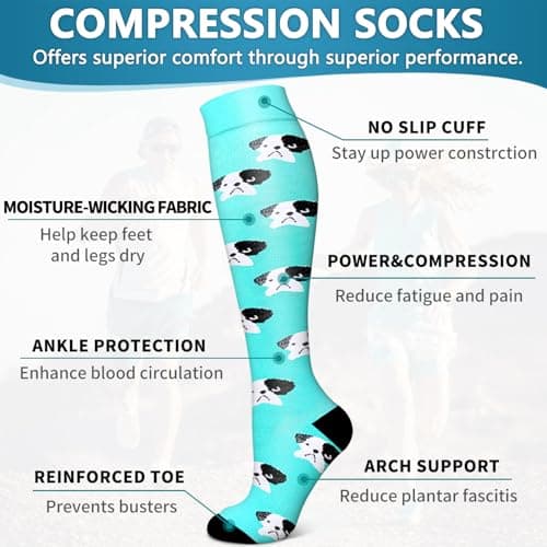Bluemaple 6 Pack Copper Compression Socks for Women and Men Circulation-Best Support for Medical, Running,Nursing,Athletic — view 4