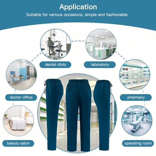 VIAOLI Scrubs Set Multiple pockets V-Neck Top and Drawstring Scrub Pant - Medical Uniform Women Scrub Set Clearance, Caribbean Blue, Medium — view 4
