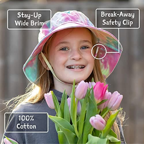 Jan & Jul Wide Brim Summer Bucket Hat for Girls Cotton (L: 2-5T, Purple Daisy)