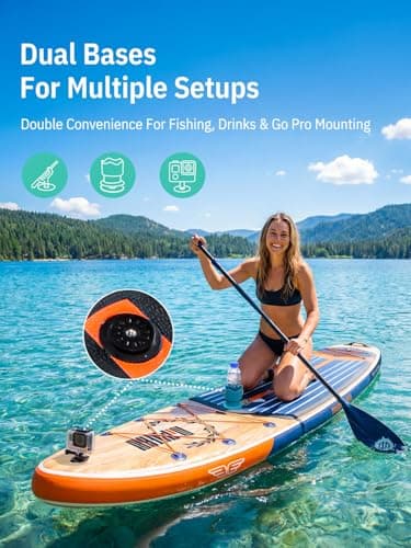 Niphean (Extra Large) Inflatable Paddle Board, SUP for 2+1 People/Family 500lbs Capacity Stand Up Paddle Board with SUP Accessories, StabilTrac Fin Non-Slip Paddleboard for Adults-Light Gray — view 4