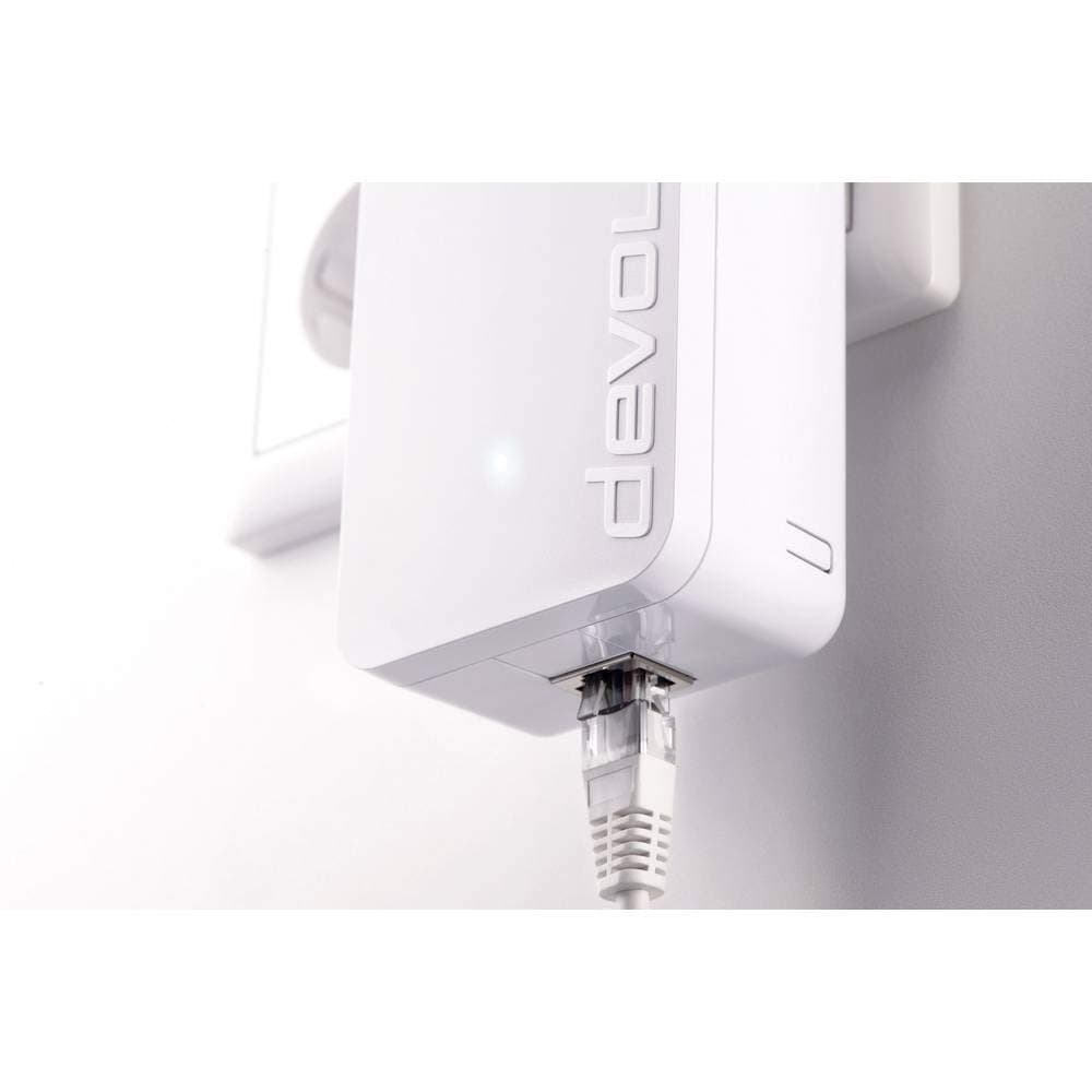 Devolo dLAN 1200+ (Internet de 1200 Mbit/s a través de la toma de corriente eléctrica, 1 puerto LAN, 1 adaptador Powerline, toma de corriente eléctrica integrada, adaptador de red PLC) color blanco — view 3