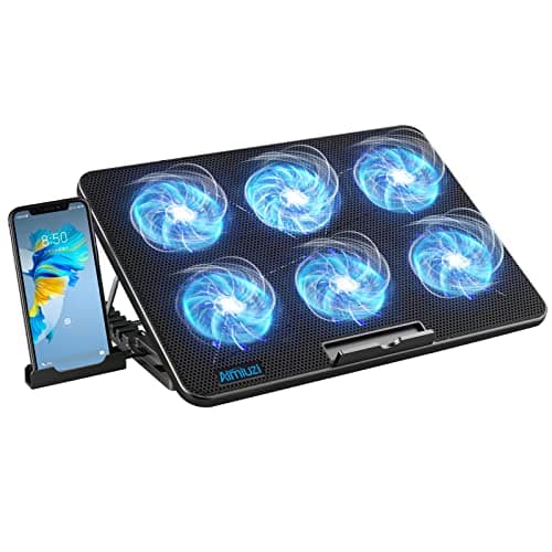 AIMIUZI Laptop Cooling Pad, Gaming Laptop Cooler with 6 Quiet Fans, Laptop Fan Cooling Pad Fits 12-17 Inch Laptop, USB Port Powered, 7 Adjustable Height