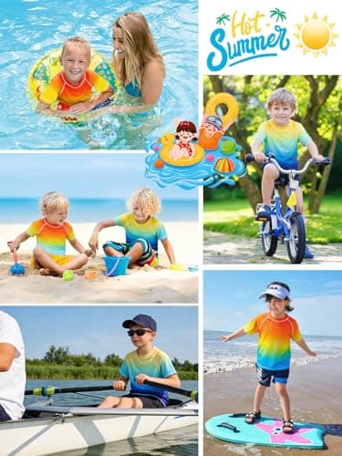 Bivivvy Boys Swim Shirt UPF 50+ Rash Guard Toddler Kids Short Sleeve UV Sun Protection Shirt Quick Dry Swim Top Beach 3-14Y Orange
