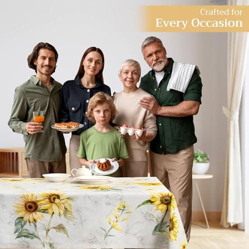 Maison d' Hermine Table Cloth Square Table 100% Cotton 54 x 54 Inches Tablecloth Reusable Decorative for Dining Kitchen Room Farmhouse Party Home Hotel Restaurant Spring Summer - Candice — view 5