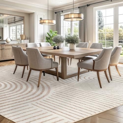Area Rug 5x7 Rugs for Living Room Non Slip Soft Carpet Boho Machine Washable Rug Geometric Jacquard Textured Carpet for Bedroom Dining Room Nursery Office Living Room Rug -Beige — view 3