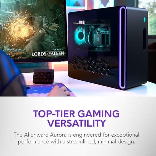 Alienware Aurora Gaming Desktop ACT1250 - Intel Core Ultra 9 285 Processor, Liquid Cooled, NVIDIA GeForce RTX 5080, 32GB DDR5 RAM, 1TB SSD, 1000W Platinum Rated PSU, Windows 11 Home - Clear Panel