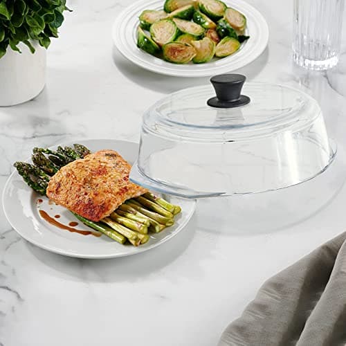 Le’raze Tall Glass Microwave Splatter Cover for Food - Cookware & Bakeware Serving Dish Cover, Plate Guard Lid with Easy Grip Silicone Handle Knob - 100% Food Grade BPA Free & Dishwasher Safe - 10in — view 8