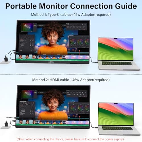 Innoview 23.8” 4K Large Portable Monitor, UHD (3840*2160) 100%sRGB IPS Speakers USB-C HDMI Work Home Second Monitor W/180°Adjustable Stand for Laptop, Desktop, Macbook, Phones, Tablet, PS5/4, Switch — view 4