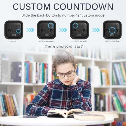 Rotating Pomodoro Timer 5, 25, 10 50 Minutes Preset, Desk Productivity Flip Timer, ADHD Tool Cube Countdown Stopwatch, Vibration/High/Low Volume/Custom Modes, for Work, Study, Back to School, Kitchen — view 3