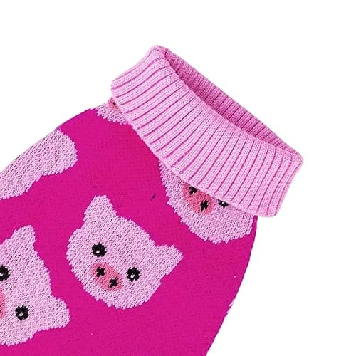CuteBone Pink Pig Dog Sweater for Medium Dogs with Leash Hole — view 4