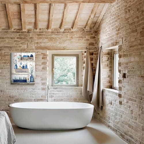 Bathroom Wall Art Canvas Poster Decor Picture For Wall Botanical, Rustic Green, (AA, 30x40 cm, Framed) — view 3