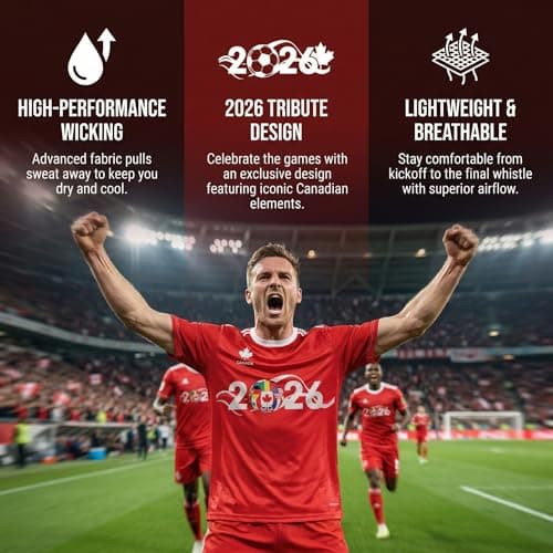 Keepatin Team Canada Soccer Jersey, One Piece Youth&Adult Canada Soccer Jersey, Size S-3XL Red World Football Jersey, Maple Leaf Country Fan T-Shirt, Football Cup Merchandise, Soccer Apparel for Men — view 2
