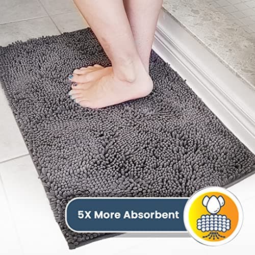 Muddy Mat® AS-SEEN-ON-TV Highly Absorbent Microfiber Door Mat and Pet Rug, Non Slip Thick Washable Area and Bath Mat Soft Chenille for Kitchen Bathroom Bedroom Indoor and Outdoor - Grey Small 28"X18" — view 3