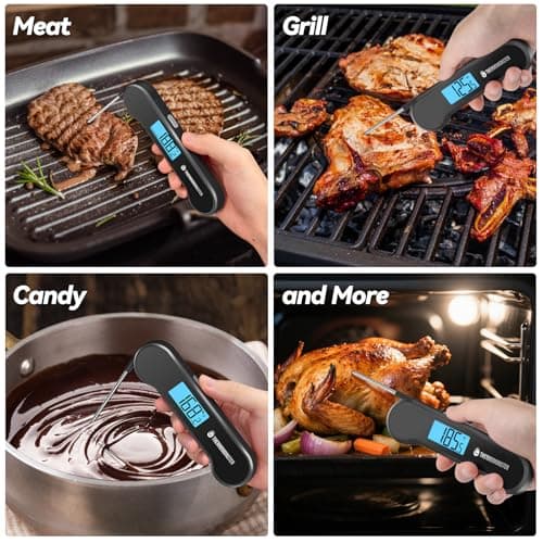 0.5 Sec Instant Read Meat Thermometer Digital with ±0.5℉ Precision, Food Thermometer for Cooking Kitchen Gadgets, Oven Grill Candy BBQ Essentials Accessories, Gifts for Him Dad Men Birthday, Black — view 8