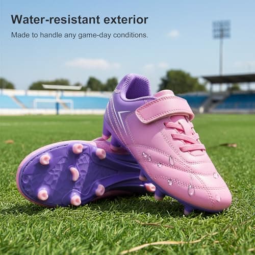 STELLE Kids Soccer Cleats Boys Girls Firm Ground Athletic Outdoor Football Soccer Shoes for Little/Big Kid(GCL005-Violet Blush,12ML) — view 7