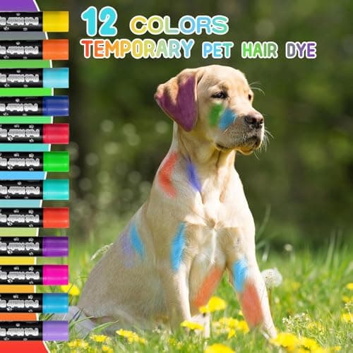 12 Pack Dog Hair Color Dye Temporary Non-toxic Vibrant Colors Washable Pet Safe Paint for Dog Cat Animals — view 2