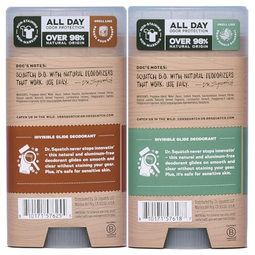 Dr. Squatch Invisible Glide Natural Men’s Deodorant – Smooth Glide, No Stains – Aluminum Free Deodorant Men – Safe for Sensitive Skin – Wood Barrel Bourbon + Rainforest Rapids, 2.65oz (2-Pack) — view 9
