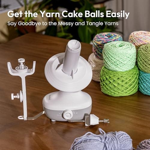 Etcokei Yarn Winder, Electric Yarn Ball Winder for Crocheting, Compact Yarn Cake Winder with Strong Tension Stepless Speed, Automatic Yarn Spinner Wool Winder, Ideal Helper for Knitting Lovers(White) — view 4