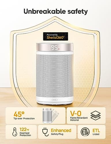 DREO Space Heater, Portable Electric Heaters for Indoor Use with Thermostat and Remote, 2024 Upgraded, Digital Display, 12H Timer, 5 Mode, 1500W PTC Ceramic Fast Safety Heat for Office Bedroom Home — view 5