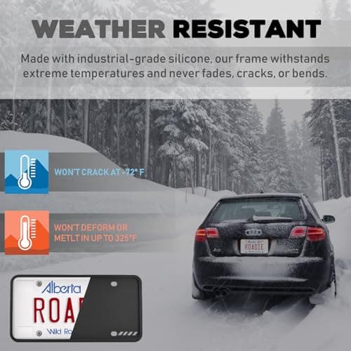 StandardAutoPart Silicone License Plate Frame – Rust-Proof, Rattle-Proof, Weatherproof Cover & Bracket Holder for Front/Rear US & Canada Standard Car Plates (Black Silicone, Pack of 2) — view 5