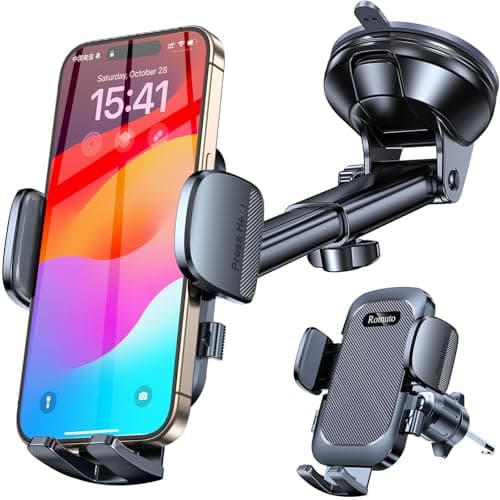 Romuto Phone Holders for Your Car Phone Holder Mount【Super Suction】Cell Phone Holder for Car Accessories for Women Men【360° Adjustable】Suction Phone Mount for Car, Window, Bathroom for iPhone Samsung